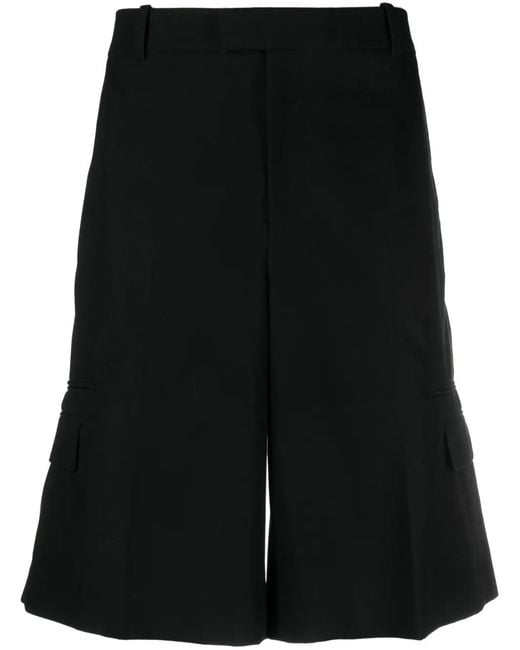 McQueen Black Tailored Cotton Shorts for men