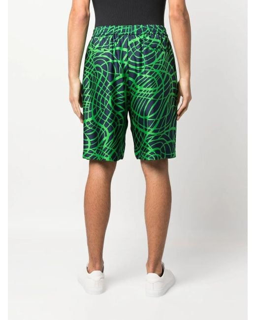 Moschino Green Graphic-Print Tailored Shorts for men