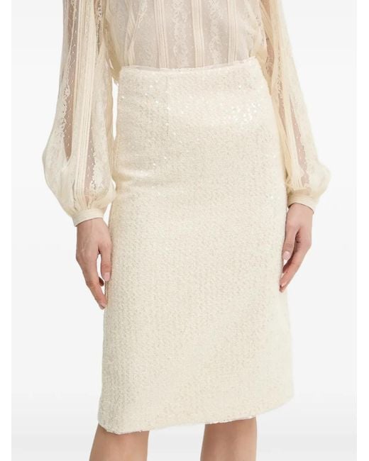 Twinset Natural Sequin-Embellished Skirt