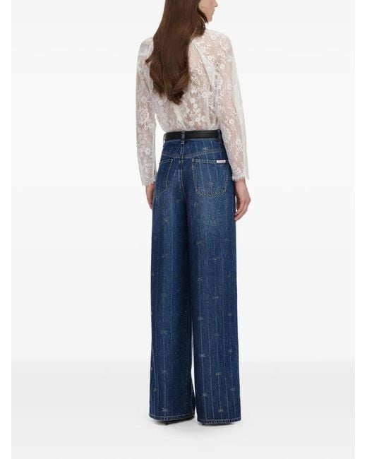 Self-Portrait Blue Lace Scalloped-Hem Top