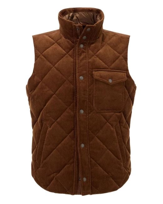Boggi Brown Padded Velvet Gilet for men