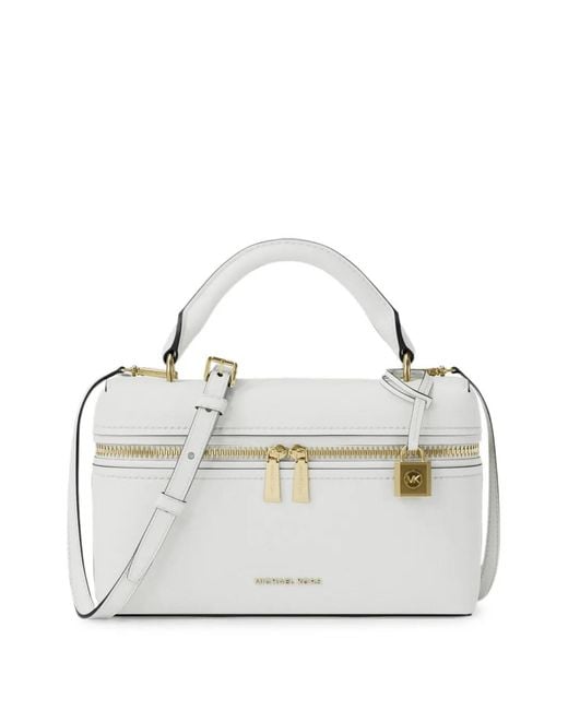 Michael Kors White Mini Jana Leather Cross Body Bag