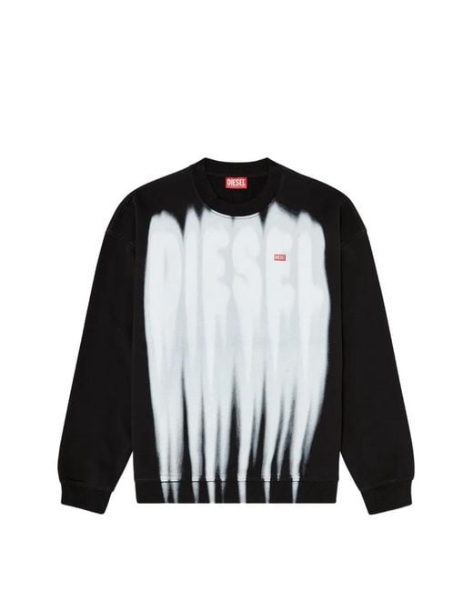 DIESEL Black Cotton Sweatshirt With Graphic Print for men