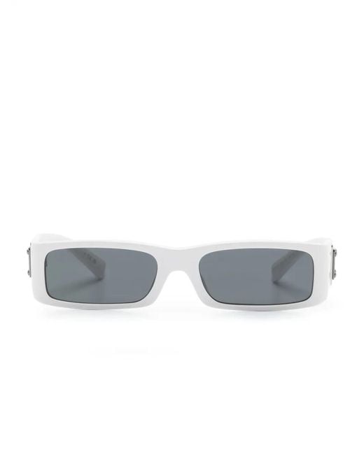 Dolce & Gabbana Gray Logo-Plaque Rectangle-Frame Sunglasses for men
