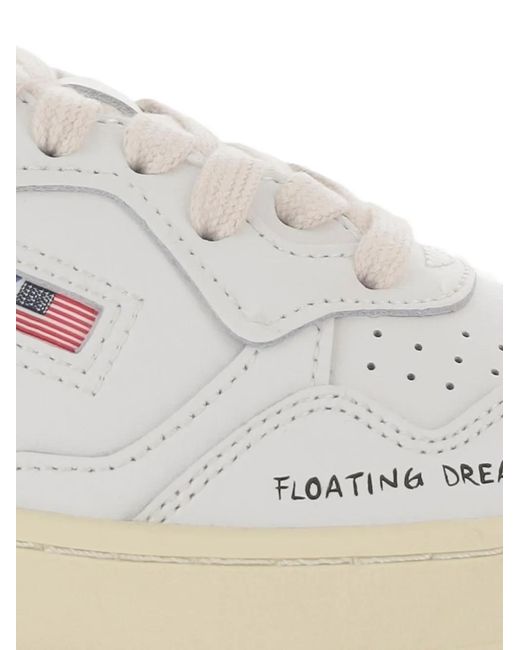 Autry White Medalist Leather Sneakers