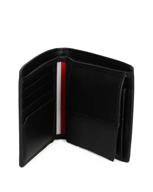 Tommy Hilfiger Black Logo-Plaque Pebbled-Leather Wallet for men