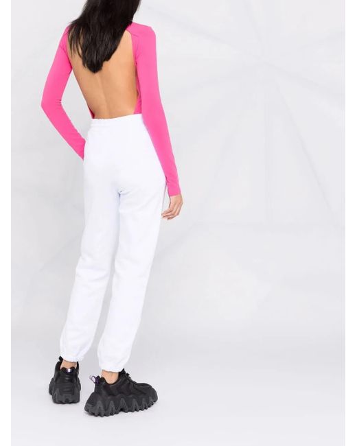 MSGM White Logo-Print Cotton Joggers