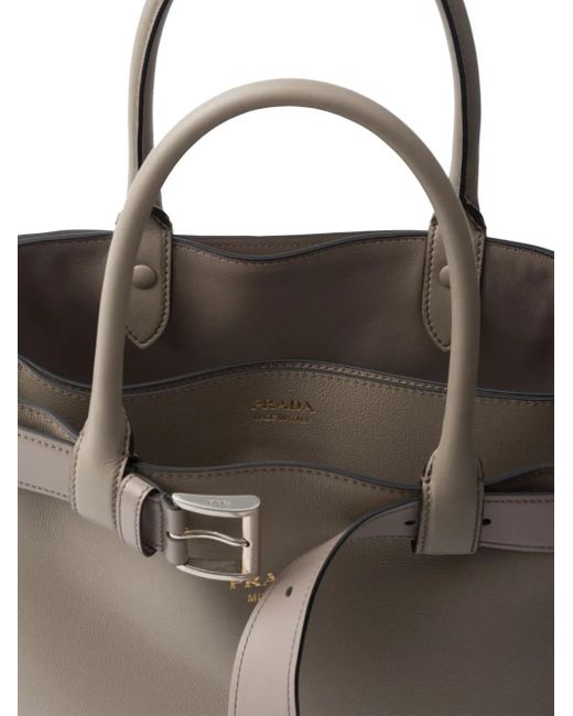 Prada Brown Large Buckle Tote Bag