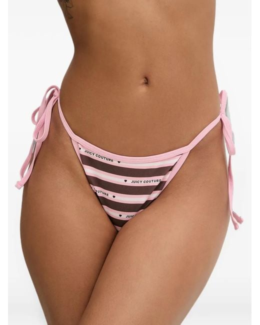 Juicy Couture Brown Logo-Print Striped Bikini