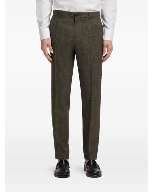 Boss Gray Belt-Loop Trousers for men