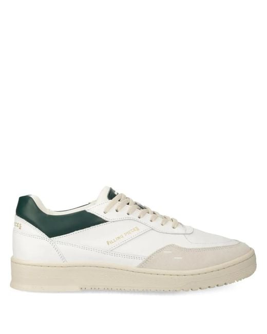 Filling Pieces White Suede Panelled Lace-Up Sneakers for men