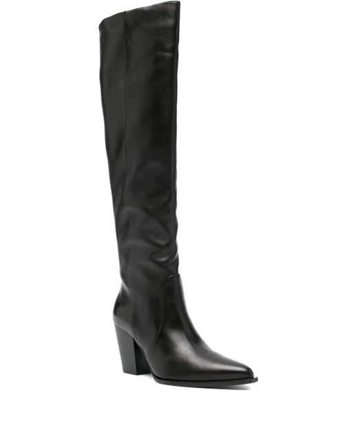 Stuart Weitzman Black 85Mm Knee-High Pointed-Toe Boots