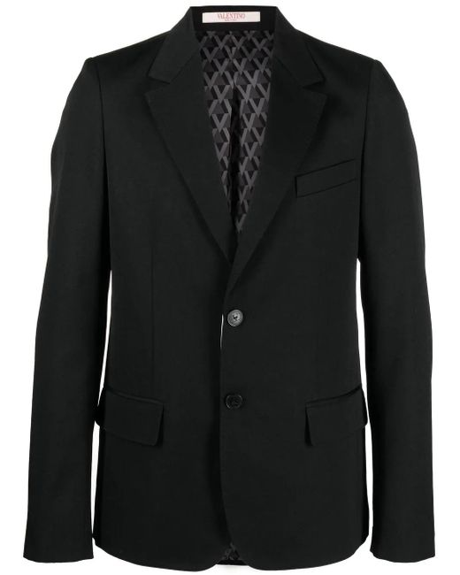 Valentino Garavani Black Single-Breasted Virgin Wool Blazer for men