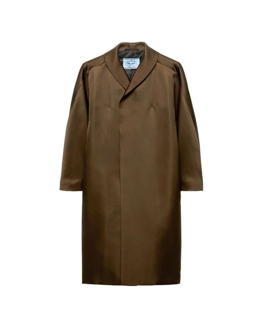 Prada Brown Single-Breasted Double Satin Coat