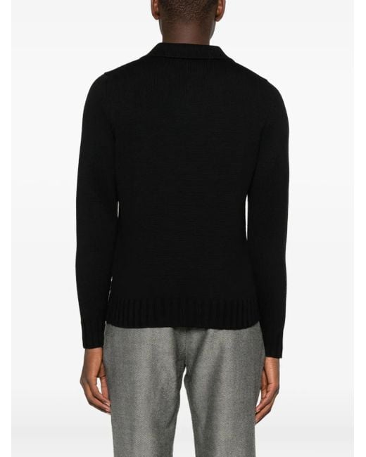 FILIPPO DE LAURENTIIS Black Polo-Collar Sweater for men