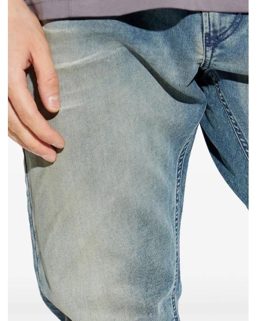 DIESEL Blue Faded Drawstring-Fastening Jeans With Five Pockets for men