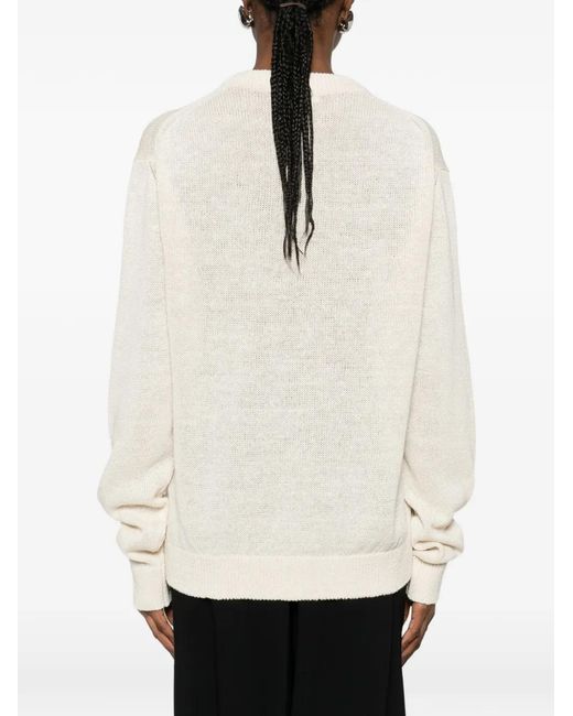 Jil Sander White Cre-Neck Sweater