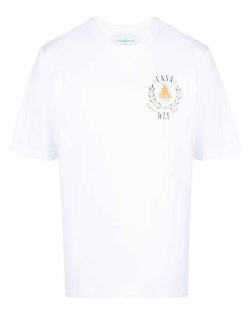 Casablancabrand Casa Way Crew Neck T -shirt in het White voor heren