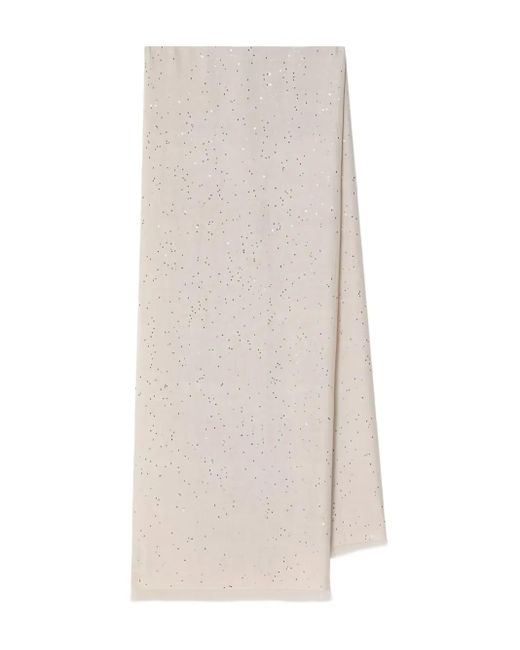 Brunello Cucinelli White Écharpe À Sequins Brodés