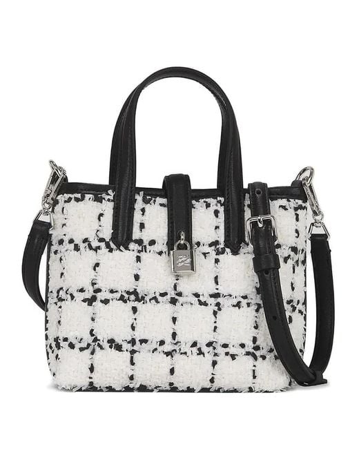 Karl Lagerfeld Black Check-Pattern Padlock Tote Bag