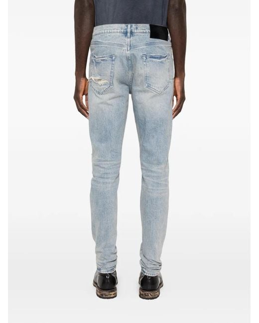 Purple Brand Blue Sequin-embellished Denim Jeans for men