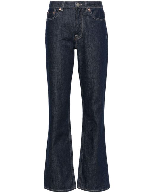 Samsøe & Samsøe Blue Halbhohe Liva Straight-Leg-Jeans