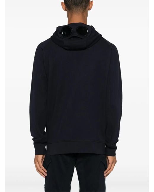 C P Company Blue Textured Cotton Jersey Zip-Up Hoodie for men