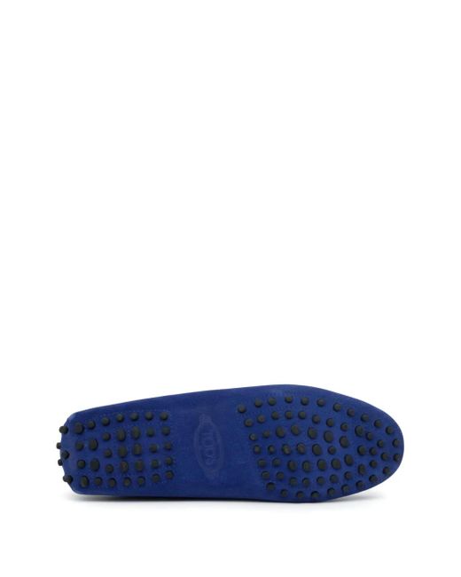 Tod's Blue Suede Penny Loafers