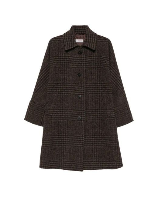 Alberto Biani Black Check-Pattern Coat