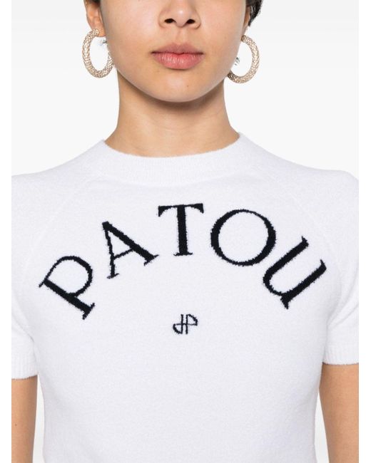 Top con logo jacquard di Patou in White