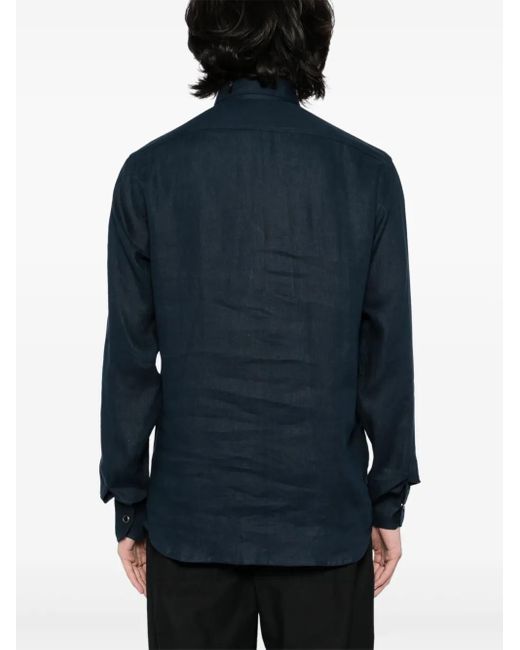 メンズ Kiton リネンシャツ Blue