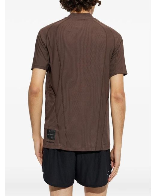 Nike Brown Tech Logo-Embroidered Panelled T-Shirt for men