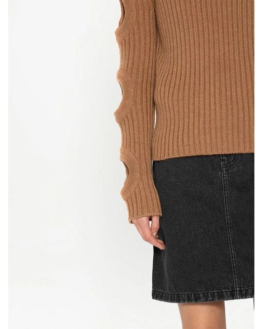 J.W. Anderson Brown Cut Out Sleeve Turtleneck Jumper