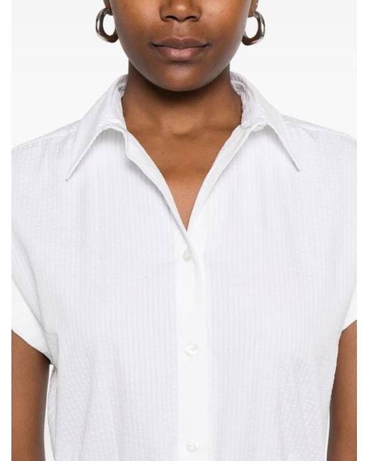 Kiton White Button-Down Belted Shirt Day Dress