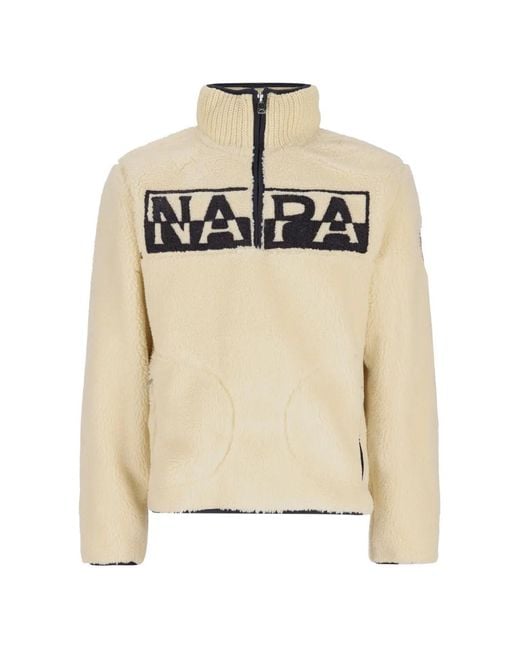 Napapijri Natural Logo-Fleece Half-Zip Sweater for men