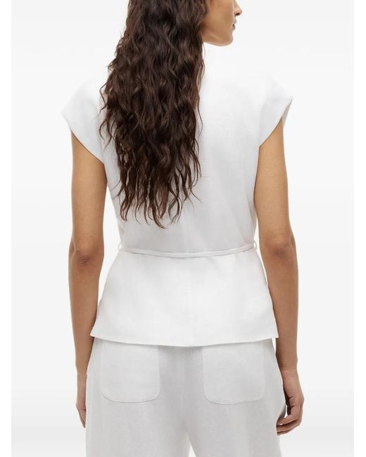 Tommy Hilfiger White Wrap-Style Sleeveless Blouse