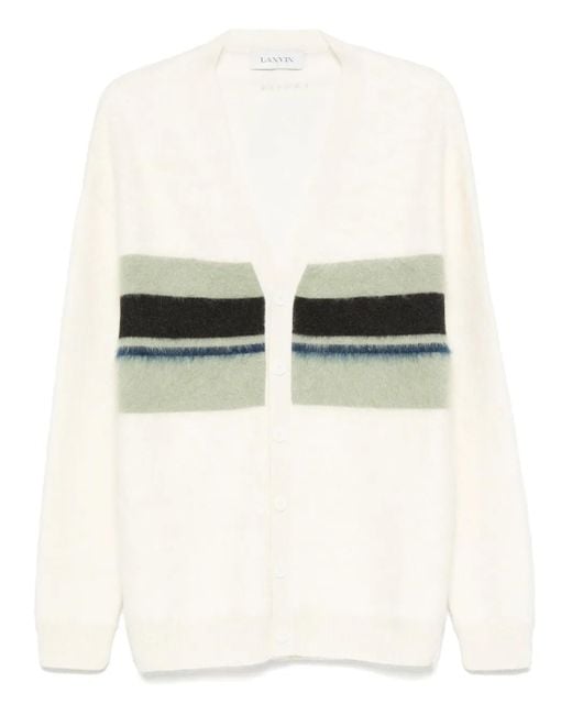 Lanvin White Stripe-Detail Cardigan for men