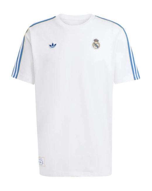 Adidas White X Real Madrid Terrace Icons T-Shirt for men