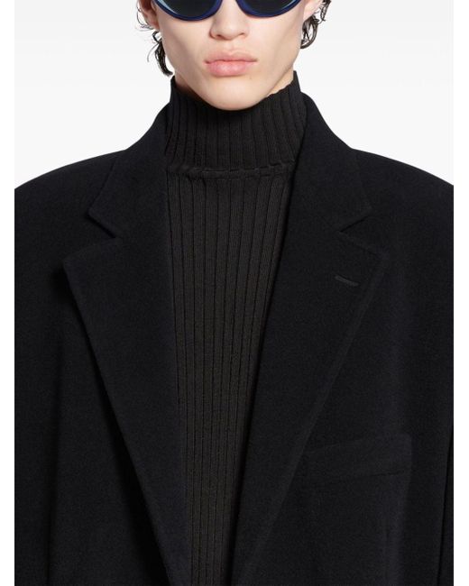 Balenciaga Black Oversized Cashmere-blend Coat for men