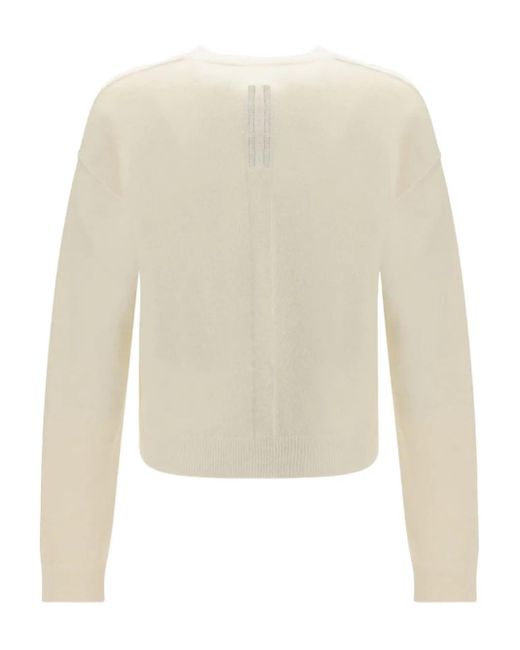 Rick Owens White "Tommy V Neck Sweater for men