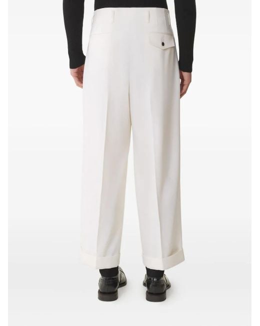 Lanvin White Pleated-Details Trousers for men
