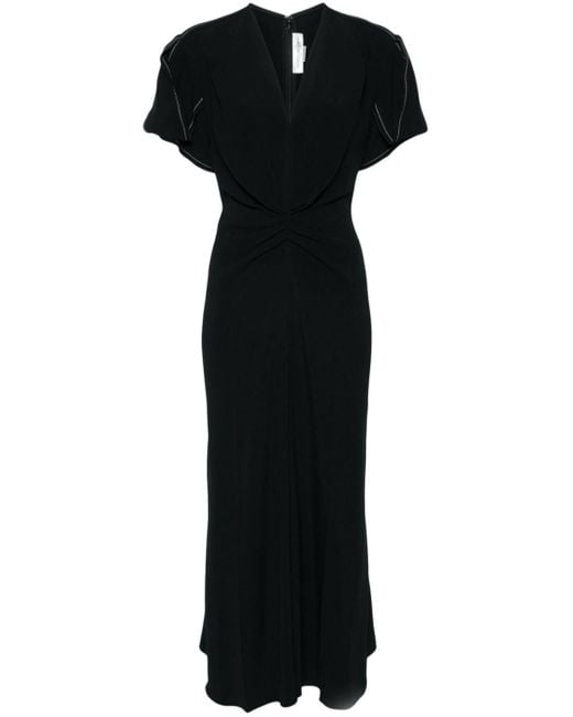 Victoria Beckham Black Gathered-detail Dress