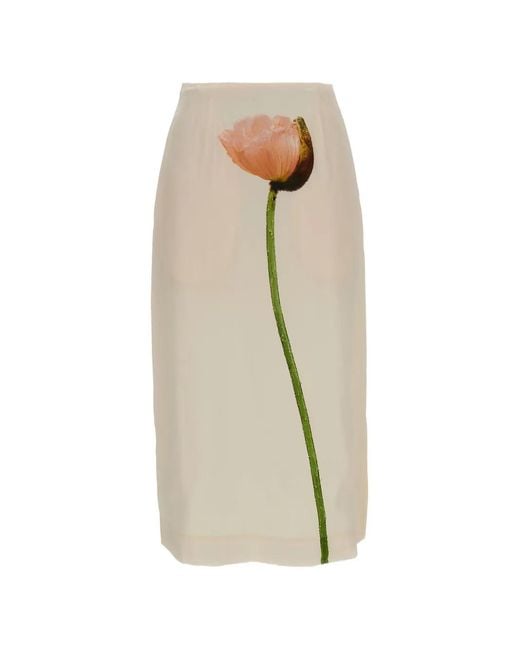 Simone Rocha White Floral Midi Skirt