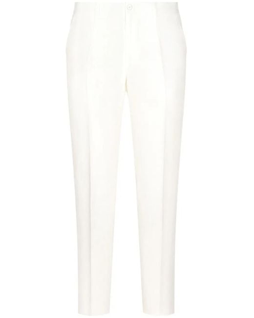 Dolce & Gabbana White Linen Tailored Trousers for men