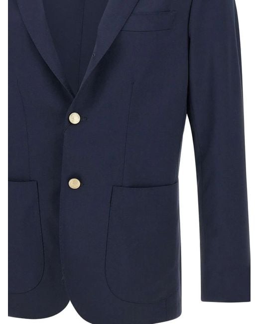 Barba Napoli Blue Wool Blazer for men