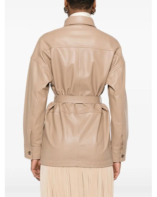 Yves Salomon Natural Buttoned Jacket With Belt