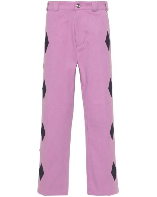 Bluemarble Purple Bead-embellished Straight Trousers for men