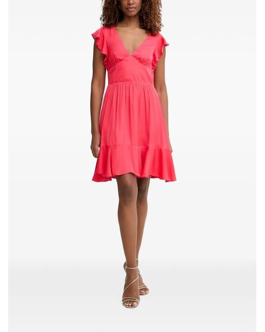 Morgan Red Ruffled Open-Back Mini Dress