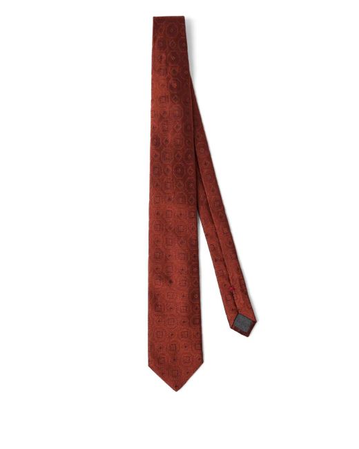 Brunello Cucinelli Brown Silk Tie for men
