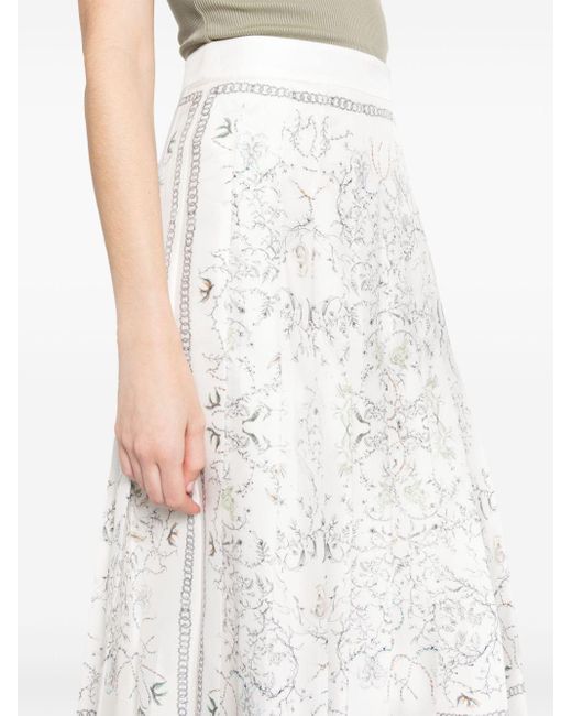 Fabiana Filippi White Abstract-print Pleated Skirt